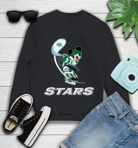NHL Hockey Dallas Stars Cheerful Mickey Mouse Shirt Youth Sweatshirt