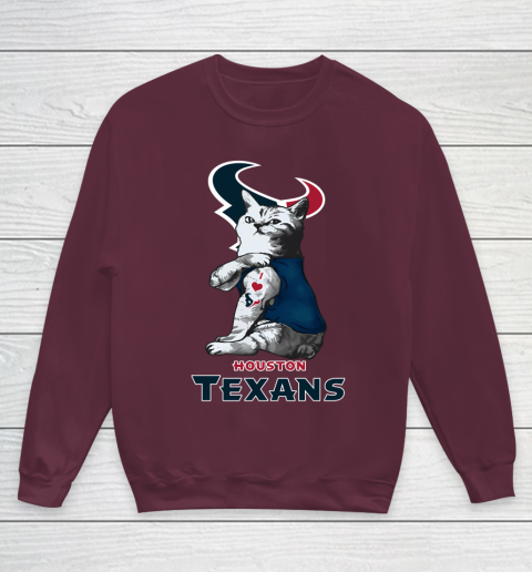 NFL Football My Cat Loves Houston Texans Youth Sweatshirt 4