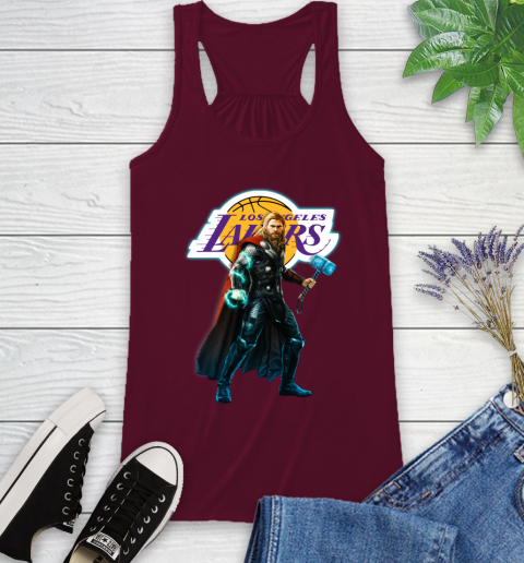 NBA Thor Avengers Endgame Basketball Los Angeles Lakers Racerback Tank 3