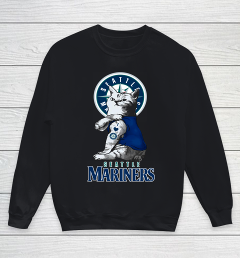 MLB Baseball My Cat Loves Seattle Mariners Youth Sweatshirt