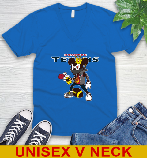 Houston Texans NFL Football Mickey Peace Sign Sports V-Neck T-Shirt 6