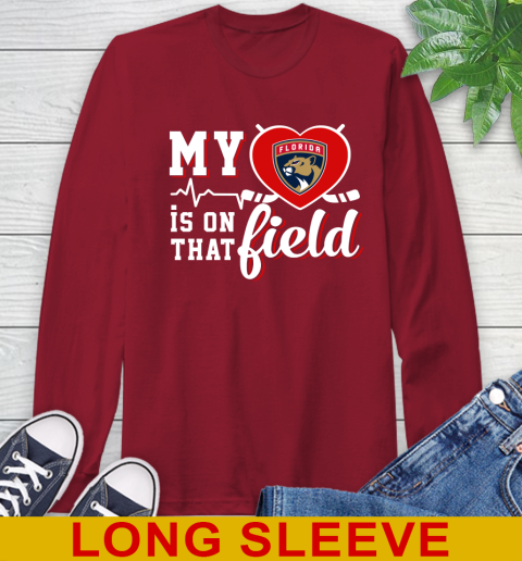 NHL My Heart Is On That Field Hockey Sports Florida Panthers Long Sleeve T-Shirt 9