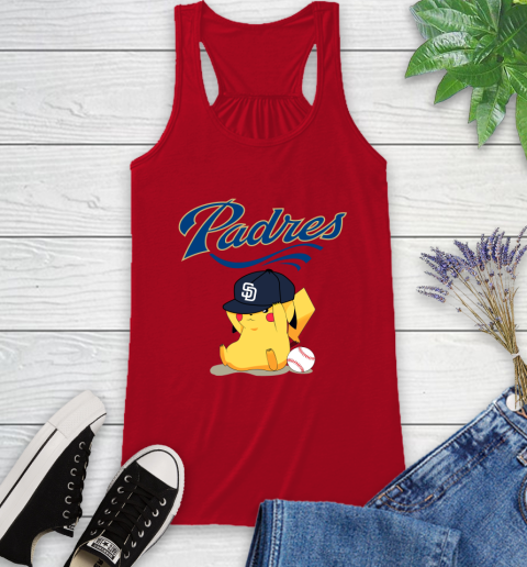 MLB Pikachu Baseball Sports San Diego Padres Racerback Tank 6