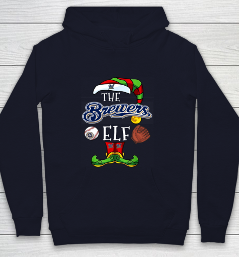 Milwaukee Brewers Christmas ELF Funny MLB Youth Hoodie 2