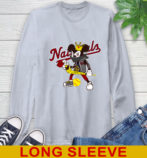Washington Nationals MLB Baseball Mickey Peace Sign Sports Long Sleeve T-Shirt 6