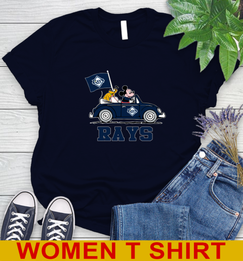 MLB Baseball Tampa Bay Rays Pluto Mickey Driving Disney Shirt Women's T-Shirt 3