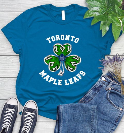 NHL Toronto Maple Leafs Three Leaf Clover St Patrick's Day Hockey Sports Women's T-Shirt 10
