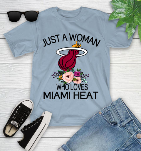 NBA Just A Woman Who Loves Miami Heat Basketball Sports Youth T-Shirt 6