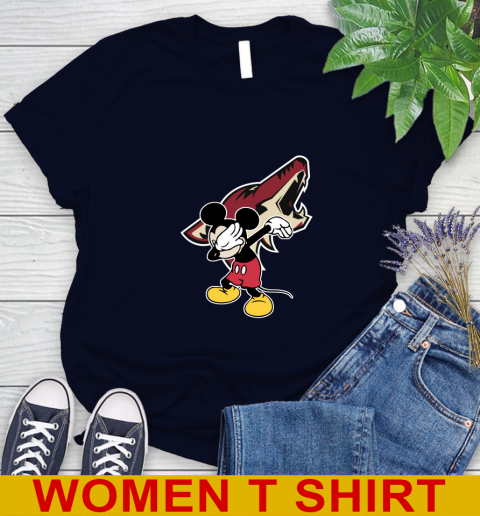Arizona Coyotes NHL Hockey Dabbing Mickey Disney Sports Women's T-Shirt 3
