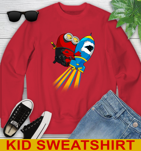 NFL Football Carolina Panthers Deadpool Minion Marvel Shirt Youth Sweatshirt 7