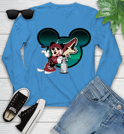NHL Arizona Coyotes Stanley Cup Mickey Mouse Disney Hockey T Shirt Youth Long Sleeve 7