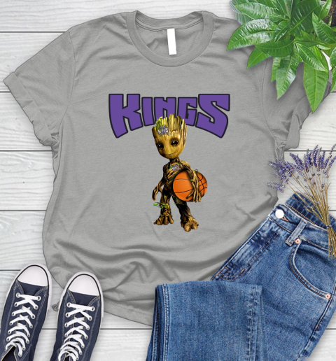 Sacramento Kings NBA Basketball Groot Marvel Guardians Of The Galaxy Women's T-Shirt 10