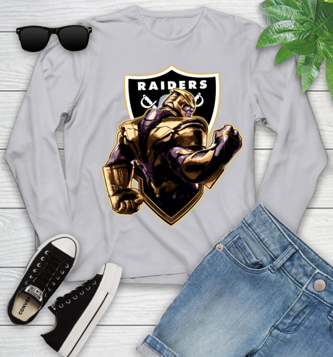 NFL Thanos Avengers Endgame Football Sports Oakland Raiders Youth Long Sleeve 5