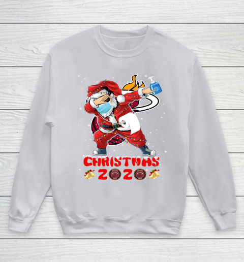 Miami Heat Funny Santa Claus Dabbing Christmas 2020 NBA Youth Sweatshirt 3