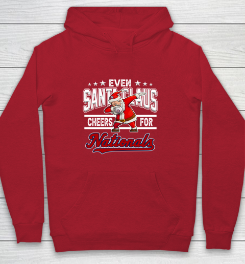 Washington Nationals Even Santa Claus Cheers For Christmas MLB Youth Hoodie 7