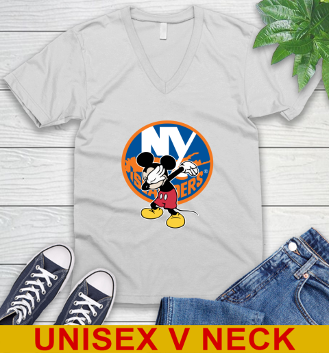 New York Islanders NHL Hockey Dabbing Mickey Disney Sports V-Neck T-Shirt