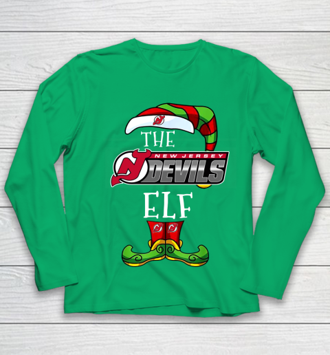 New Jersey Devils Christmas ELF Funny NHL Youth Long Sleeve 4