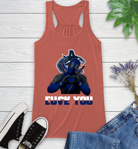 NHL Vancouver Canucks Deadpool Love You Fuck You Hockey Sports Racerback Tank 3