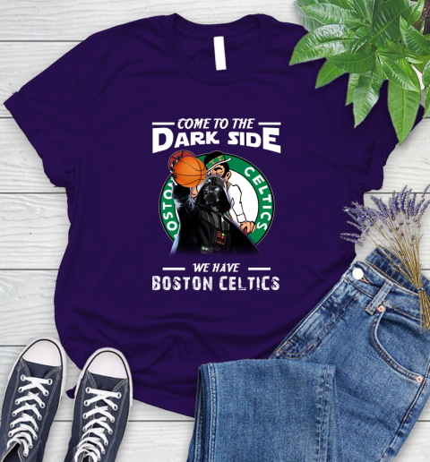 NBA Come To The Dark Side We Have Boston Celtics Star Wars Darth Vader Basketball Women's T-Shirt 4