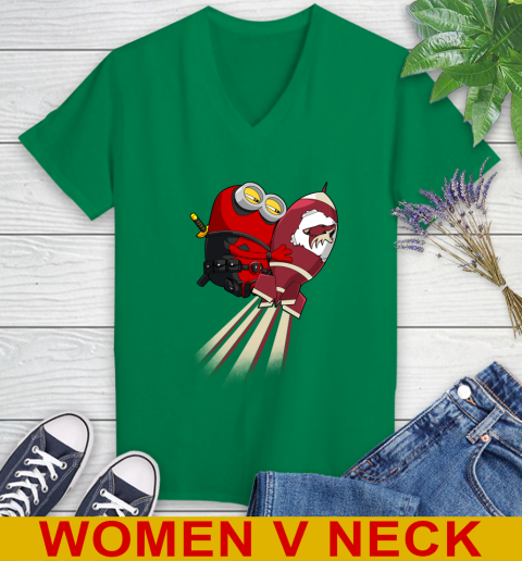 NHL Hockey Arizona Coyotes Deadpool Minion Marvel Shirt Women's V-Neck T-Shirt 5