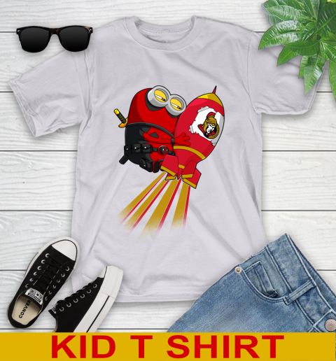 NHL Hockey Ottawa Senators Deadpool Minion Marvel Shirt Youth T-Shirt 4