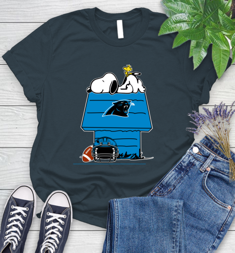 Carolina Panthers NFL Football Snoopy Woodstock The Peanuts Movie Women's T-Shirt 8