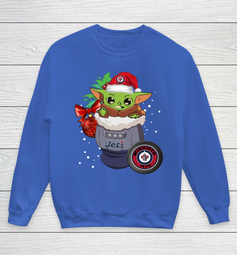 Winnipeg Jets Christmas Baby Yoda Star Wars Funny Happy NHL Youth Sweatshirt 8