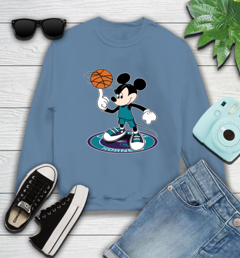 NBA Basketball Charlotte Hornets Cheerful Mickey Disney Shirt Sweatshirt 8