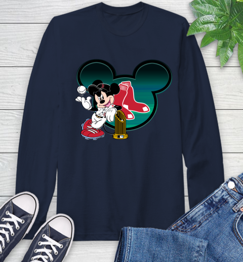 MLB Boston Red Sox The Commissioner's Trophy Mickey Mouse Disney Long Sleeve T-Shirt 4