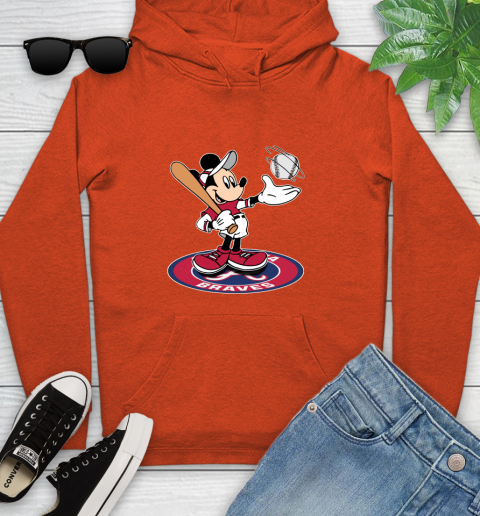 MLB Baseball Atlanta Braves Cheerful Mickey Disney Shirt Youth Hoodie 5