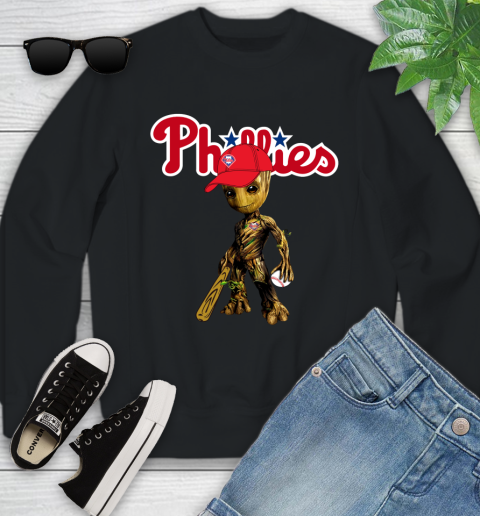 MLB Philadelphia Phillies Groot Guardians Of The Galaxy Baseball Youth Sweatshirt 2