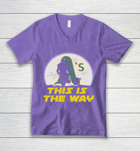 Oakland Athletics MLB Baseball Star Wars Yoda And Mandalorian This Is The Way V-Neck T-Shirt 8