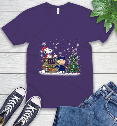NFL New York Giants Snoopy Charlie Brown Christmas Football Super Bowl Sports V-Neck T-Shirt 9