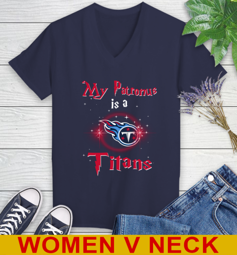 NFL Football Harry Potter My Patronus Is A Tennessee Titans Women's V-Neck T-Shirt 12