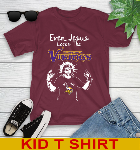 Minnesota Vikings NFL Football Even Jesus Loves The Vikings Shirt Youth T-Shirt 5