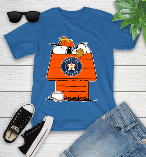 MLB Houston Astros Snoopy Woodstock The Peanuts Movie Baseball T Shirt Youth T-Shirt 9