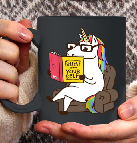 Unicorn Shirt Believe in Yourself Motivational Book Lover Ceramic Mug 11oz