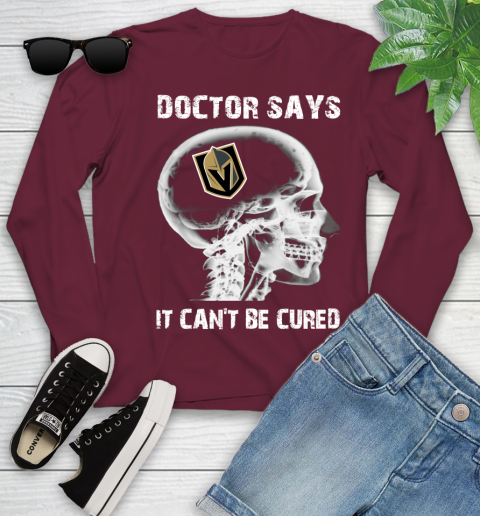 NHL Vegas Golden Knights Hockey Skull It Can't Be Cured Shirt Youth Long Sleeve 5
