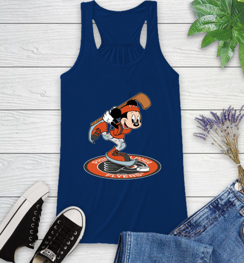 NHL Hockey Philadelphia Flyers Cheerful Mickey Disney Shirt Racerback Tank 8
