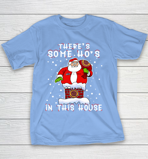 Cleveland Cavaliers Christmas There Is Some Hos In This House Santa Stuck In The Chimney NBA Youth T-Shirt 8