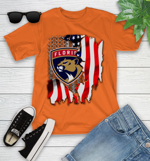 Florida Panthers NHL Hockey American Flag Youth T-Shirt 9