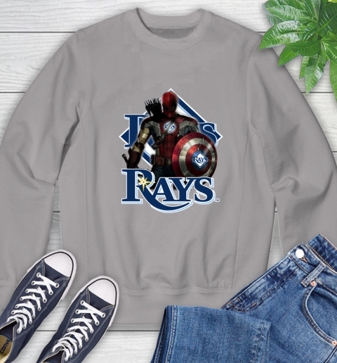 MLB Captain America Thor Spider Man Hawkeye Avengers Endgame Baseball Tampa Bay Rays Sweatshirt 5