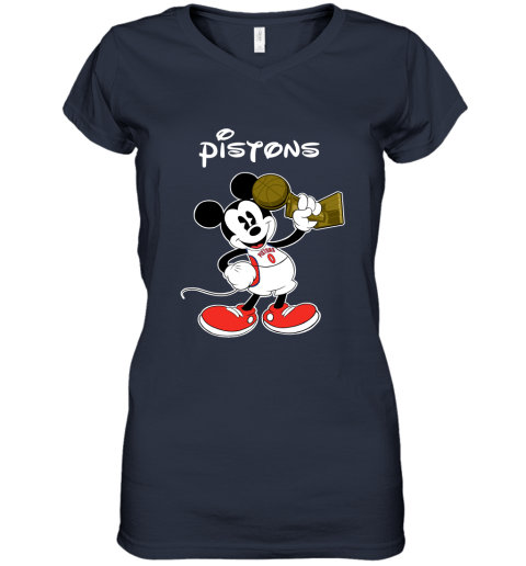 Mickey Detroit Pistons Women's V-Neck T-Shirt