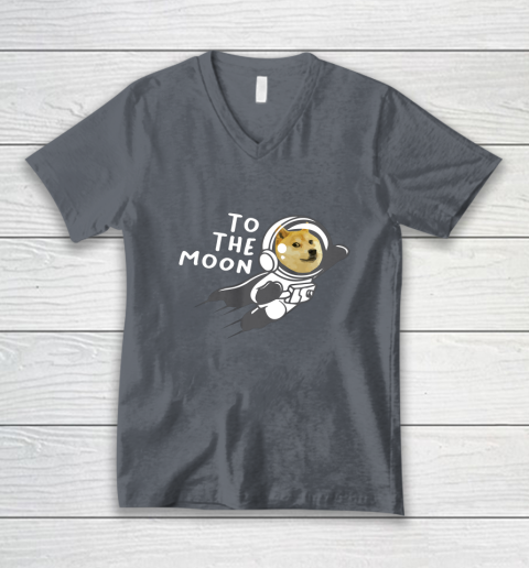 Dogecoin to the Moon Shirt Hodl Doge Coin Crypto Currency V-Neck T-Shirt 4