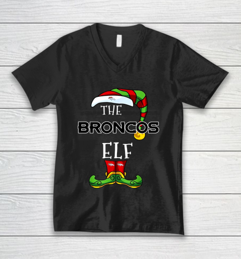 Denver Broncos Christmas ELF Funny NFL V-Neck T-Shirt