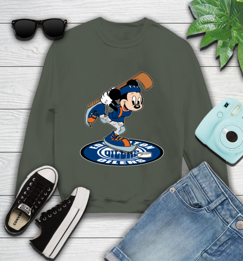 NHL Hockey Edmonton Oilers Cheerful Mickey Disney Shirt Youth Sweatshirt 9