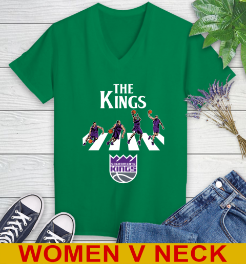 NBA Basketball Sacramento Kings The Beatles Rock Band Shirt Women's V-Neck T-Shirt 5