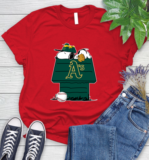 MLB Oakland Athletics Snoopy Woodstock The Peanuts Movie Baseball T Shirt Women's T-Shirt 9
