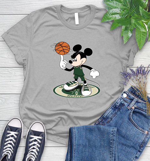 NBA Basketball Milwaukee Bucks Cheerful Mickey Disney Shirt Women's T-Shirt 5