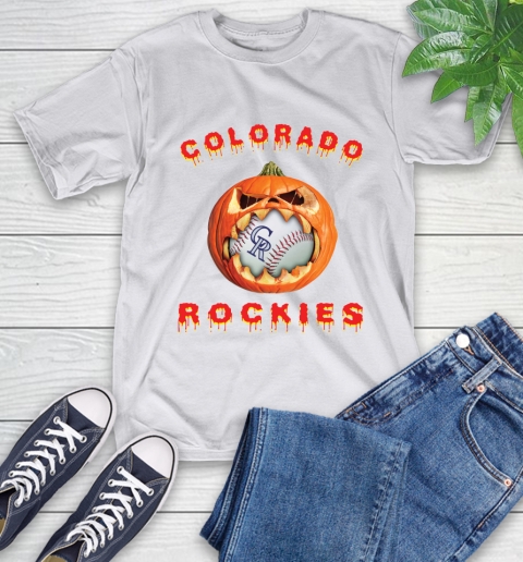 MLB Colorado Rockies Halloween Pumpkin Baseball Sports T-Shirt 12